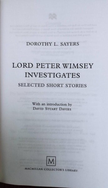Фото Lord Peter Wimsey Investigates. Selected Short Stories