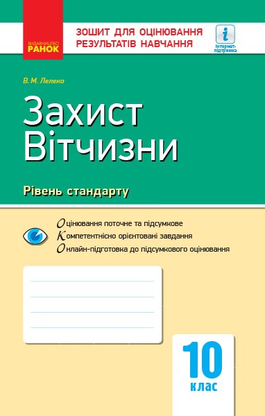 Фото Контроль навчальних досягнень. Захист Вітчизни 10 клас. Рівень стандарту
