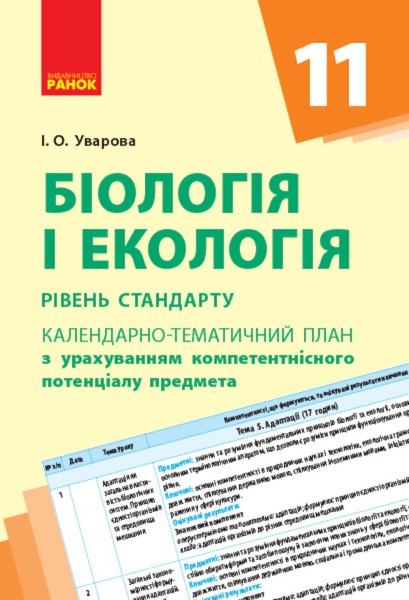 Фото Біологія і екологія 11 клас. Календарно-тематичний план. Рівень стандарту
