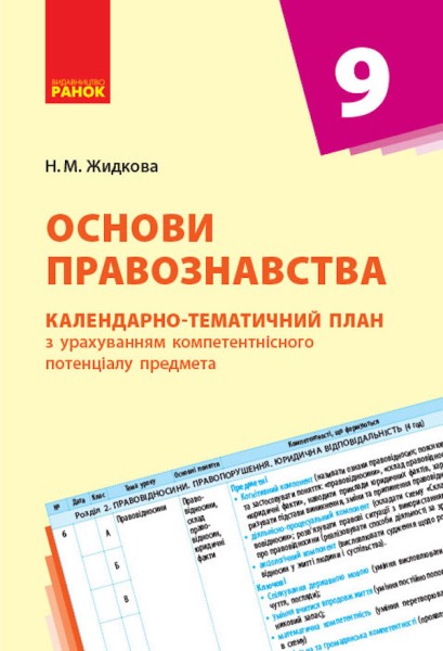 Фото Основи правознавства 9 клас. Календарно-тематичний план