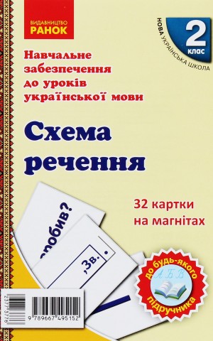 Навчальне забезпечення до уроків української мови. Схема речення. Картки на магнітах. 2 клас