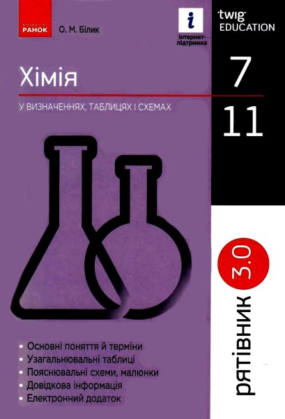 Фото Хімія 7 - 11 клас. У визначеннях, таблицях і схемах. Рятівник 3.0